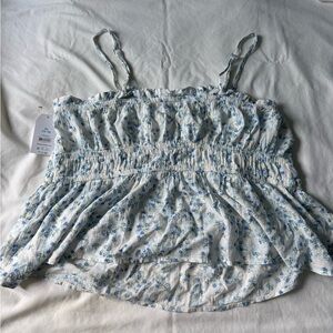 Time and Tru Blue and White Floral Camisole